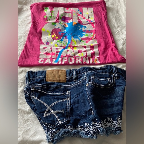 NWT JR’s Sz-3 “Amethyst” DenimShorts & Lightly PreLoved VeniceBeach CA Tank Sz-S - Picture 9 of 16